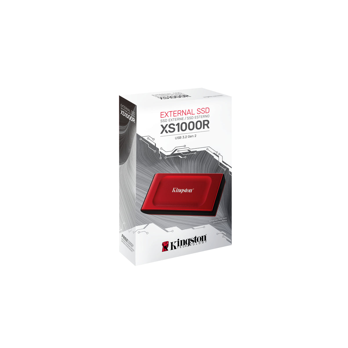 Kingston Technology 1TB XS1000 Red External USB 3.2 Gen 2 Portable Solid State Drive, 1 TB, USB Type-C, 3.2 Gen 2 (3.1 Gen 2), 1050 MB/s, Red