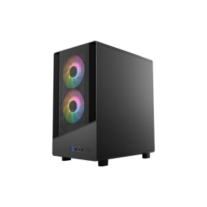 Vida Spire M Micro ATX Gaming Case, ATX/mATX/ITX, 3x ARGB 120mm Fans, Tempered Glass, Mesh Front, Black