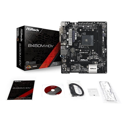 Asrock B450M-HDV R.40, AMD B450, AM4, Micro ATX, 2 DDR4, VGA, DVI, HDMI, M.2