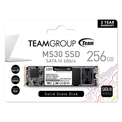 Team 256GB MS30 M.2 SATA SSD, M.2 2280, SATA3, R/W 500/400 MB/s - PC Gear UK