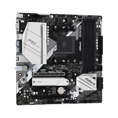 ASRock B550M Pro4 AMD AM4 Socket Motherboard, Micro-ATX, 4x DDR4 Slots, 2x M.2 Sockets, GbE LAN, 1x D-Sub / 1x DisplayPort / 1x HDMI Port