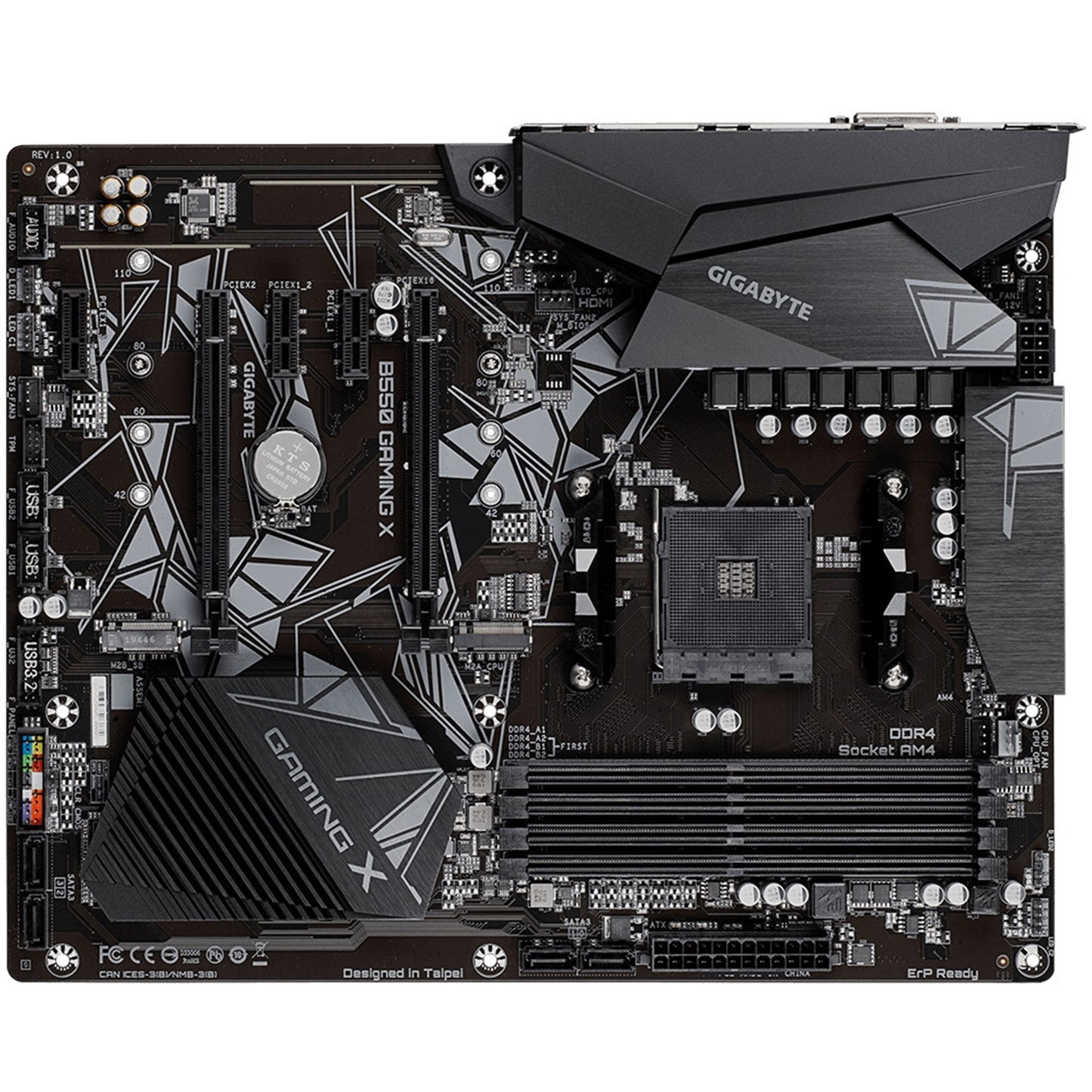 Gigabyte B550 GAMING X V2 AMD AM4 Socket Motherboard, ATX, 4x DDR4 Slots, 2x M.2 Sockets, 1x USB-C Port, Fitted I/O Shield, GbE LAN, 1x DVI-D / 1x HDMI Port - PC Gear UK