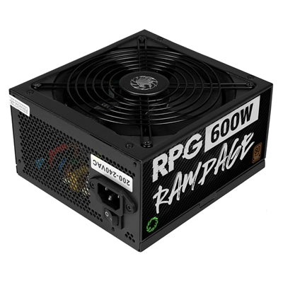 GAMEMAX RPG Rampage 600W PSU, 140mm Ultra Silent Fan, 80 PLUS Bronze, Non Modular, Flat Black Cables, Japanese TK Main Capacitor Fitted