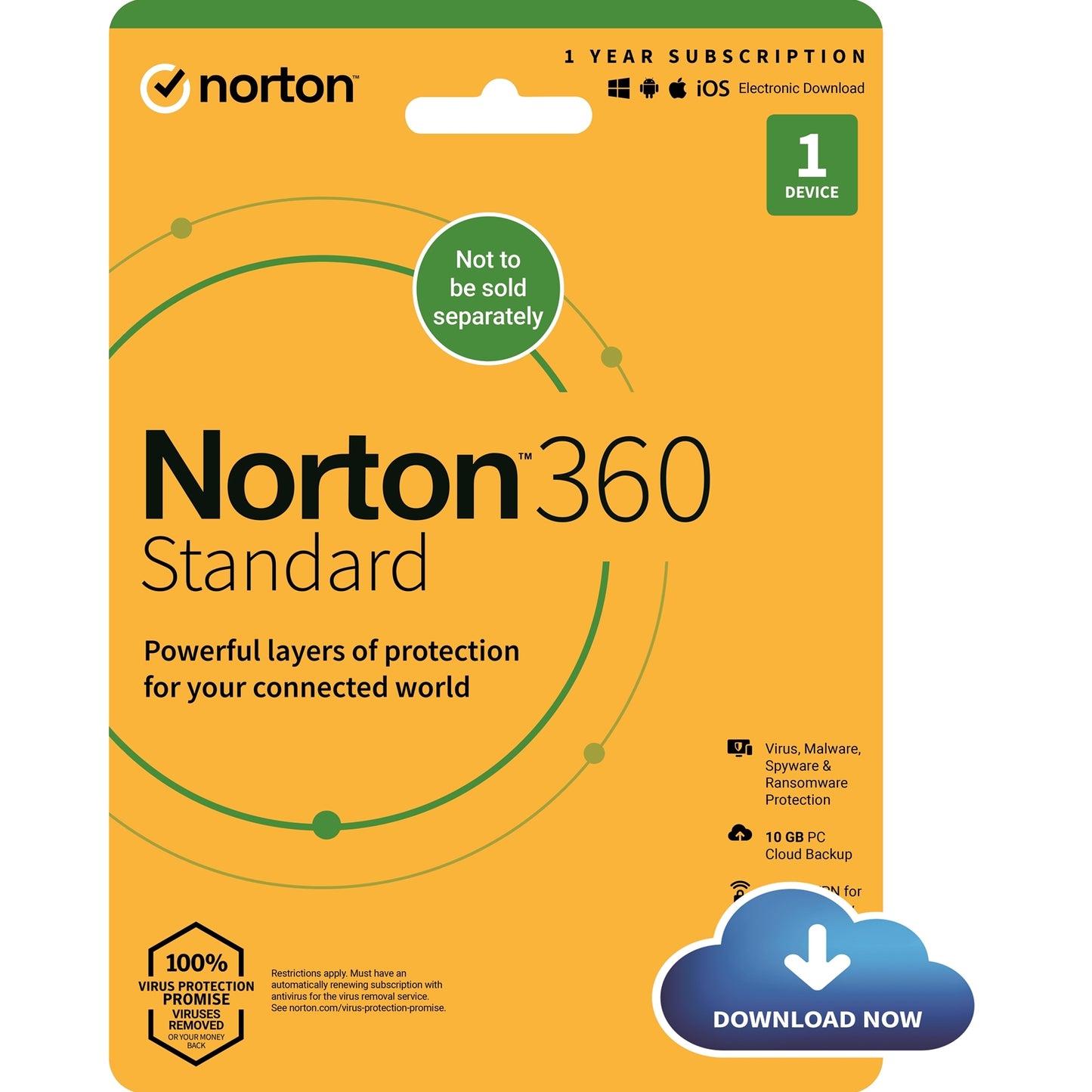 Norton 360 Standard 2022, Antivirus Software for 1 Device, 1-year Subscription, Includes Secure VPN, Password Manager and 10GB of Cloud Storage, PC/Mac/iOS/Android, Activation Code by email - ESD - PC Gear UK