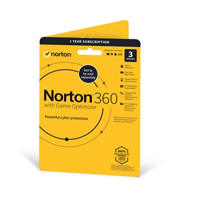 Norton 360 with Game Optimizer - 3 Devices, 1 Year Subscription