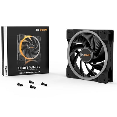 Be Quiet! (BL073) Light Wings 12cm PWM ARGB High Speed Case Fan, Rifle Bearing, 18 LEDs, Front & Rear Lighting, Up to 2500 RPM