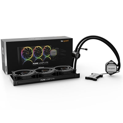 Be Quiet! Pure Loop 2 FX RGB 360mm Liquid CPU Cooler, 3 x 12cm Light Wings ARGB Fans, ARGB PWM Hub - PC Gear UK