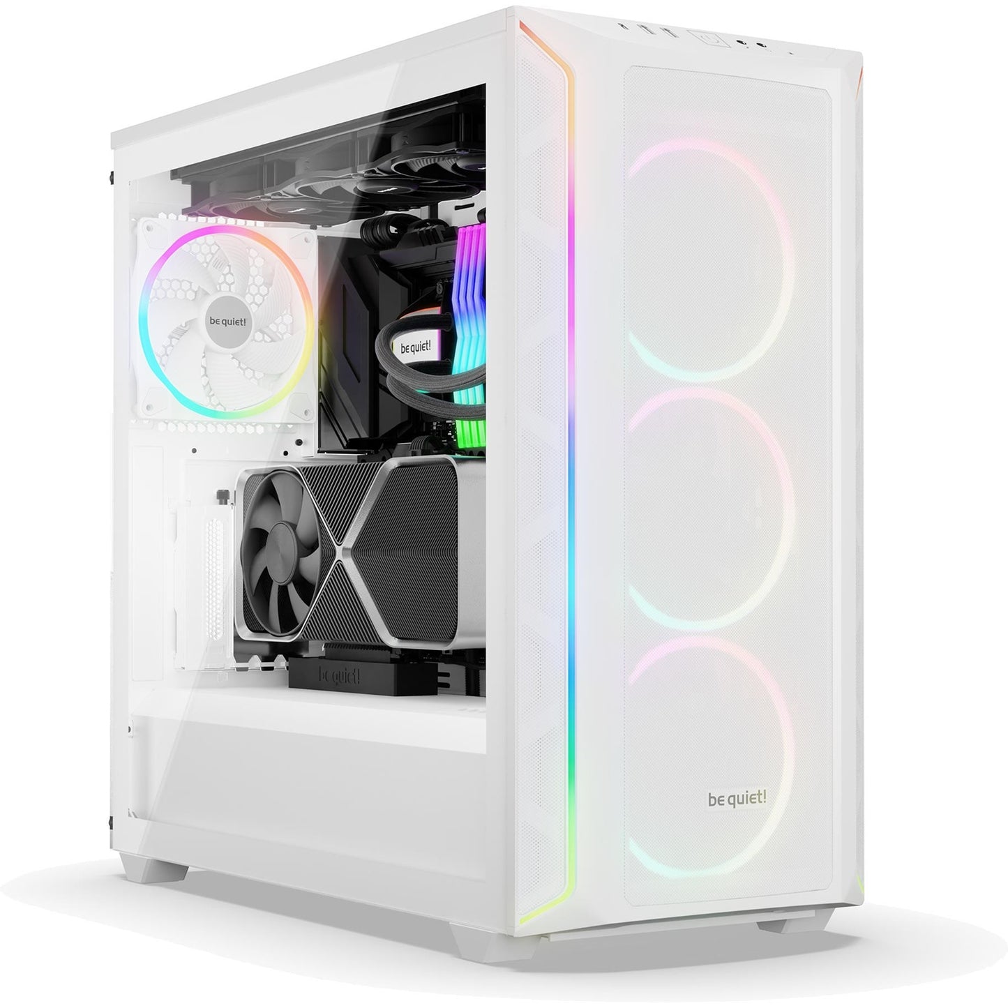 be quiet! Shadow Base 800 FX ARGB White Mid Tower Chassis, Addressable RGB LEDs, 4x 140mm Fans, mITX/mATX/ATX/EATX - PC Gear UK