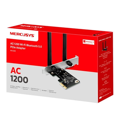 Mercusys (MA30E) AC1200 Dual Band Wi-Fi Bluetooth PCI Express Adapter, Bluetooth 5.0, MU-MIMO, WPA3 Security