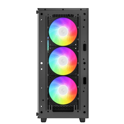 DeepCool CC560 ARGB V2 Case, Gaming, Black, Mid Tower, 1 x USB 3.0 / 1 x USB 2.0, Tempered Glass Side Window Panel, Abundant Airflow Performance, Addressable RGB LED Fans, ATX, Micro ATX, Mini-ITX - PC Gear UK