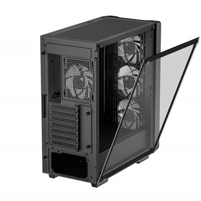 DeepCool CC560 ARGB V2 Case, Gaming, Black, Mid Tower, 1 x USB 3.0 / 1 x USB 2.0, Tempered Glass Side Window Panel, Abundant Airflow Performance, Addressable RGB LED Fans, ATX, Micro ATX, Mini-ITX - PC Gear UK