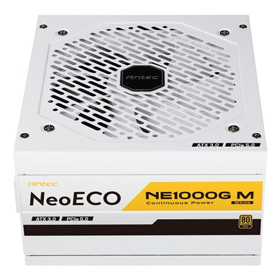 Antec NE1000G M, White, PCIe 5.0 Ready, Fully Modular, 80PLUS Gold, Single Rail, 83A, 120mm FDB Fan, ATX3.0 PSU