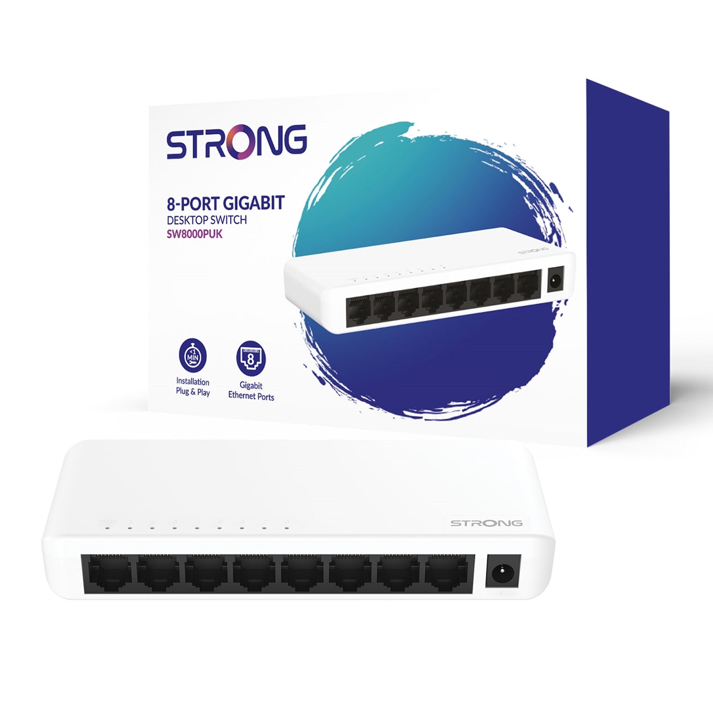Strong SW8000PUK 8 Port Gigabit Switch (Plastic) - PC Gear UK