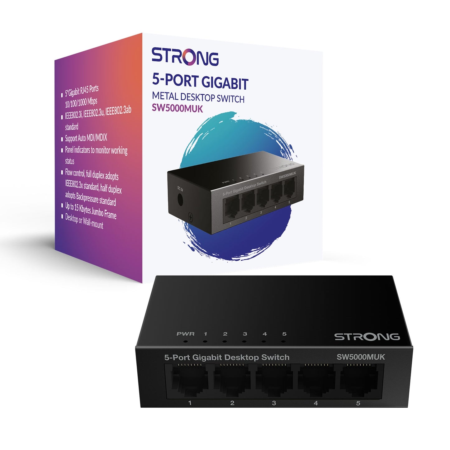 Strong SW5000MUK 5 Port Gigabit Switch (Metal) - PC Gear UK