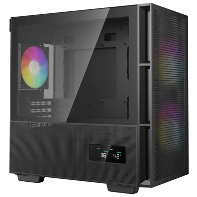 DeepCool CH360 Digital Gaming Case Black Mid Tower with Tempered Glass Side Window Panel, Advanced Cooling, USB 3.0/USB-C Ports, Pre-Installed Fans, Micro ATX/Mini-ITX