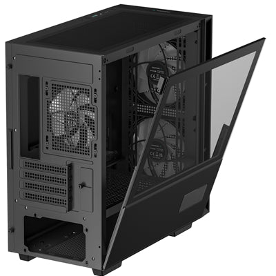 DeepCool CH360 Digital Gaming Case Black Mid Tower with Tempered Glass Side Window Panel, Advanced Cooling, USB 3.0/USB-C Ports, Pre-Installed Fans, Micro ATX/Mini-ITX