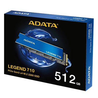 ADATA 512GB Legend 710 M.2 NVMe Gen3 SSD, M.2 2280, PCIe 3.0, 3D NAND, R/W 2400/1600 MB/s