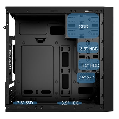CiT Work Micro-ATX PC Case with USB 3.0, HD Audio, and Efficient Cooling. Compact Steel Design for Home and Office Builds - PC Gear UK