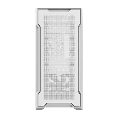 Gigabyte C102 GLASS ICE Mid-Tower Case, White, Tempered Glass Side Panel, USB 3.0 x2, 360mm Liquid Cooling Support, Pre-installed 120mm Fans, RGB Lighting Support, Magnetic Front Panel, PSU Shroud - PC Gear UK