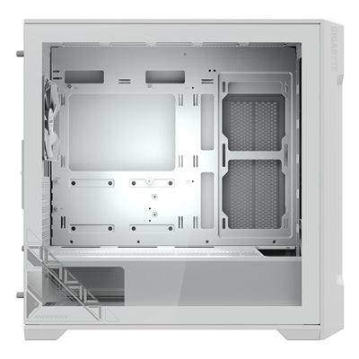 Gigabyte C102 GLASS ICE Mid-Tower Case, White, Tempered Glass Side Panel, USB 3.0 x2, 360mm Liquid Cooling Support, Pre-installed 120mm Fans, RGB Lighting Support, Magnetic Front Panel, PSU Shroud - PC Gear UK
