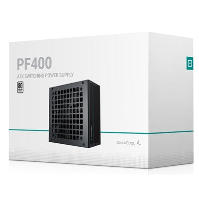 DeepCool PF400 80 PLUS Standard Power Supply 400W, Silent Hydraulic Bearing Fan, Reliable Protection, Flat Black Cables, 85% Efficiency - PC Gear UK