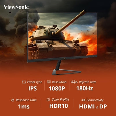 Viewsonic OMNI VX2779-HD-PRO 27 Inch IPS Gaming Monitor, Full HD, 180Hz, 1ms, 2x HDMI, DisplayPort, Freesync, HDR10, VESA