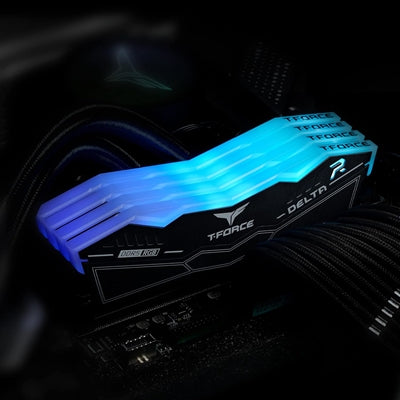 Team T-Force Delta RGB 64GB Kit (2 x 32GB), DDR5, 6000MHz (PC5-48000), CL38, ECC, AMD EXPO & XMP 3.0, PMIC, DIMM Memory, Black