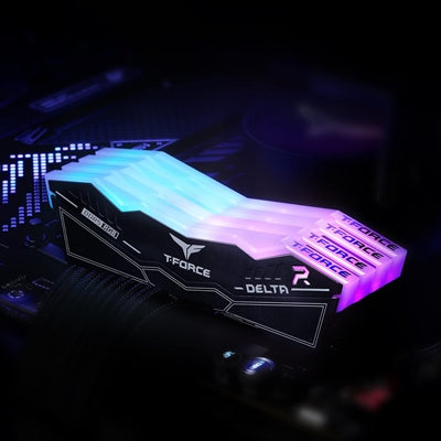 Team T-Force Delta RGB 64GB Kit (2 x 32GB), DDR5, 6000MHz (PC5-48000), CL38, ECC, AMD EXPO & XMP 3.0, PMIC, DIMM Memory, Black
