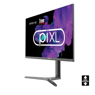 piXL CM27G7 27 Inch Frameless QHD IPS Monitor, 100Hz, 1ms, Freesync, G-Sync, HDMI, Display Port, USB, Black with RGB Lighting, VESA Mount, Height Adjustable, 3Year Warranty - PC Gear UK
