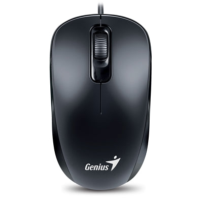Genius DX-110 Wired USB-Type C Plug and Play Mouse, 1000 DPI Optical Tracking, 3 Button with Scroll Wheel, Ambidextrous Design with 1.5m Cable, Black - PC Gear UK