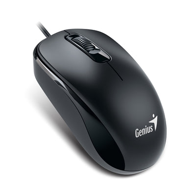 Genius DX-110 Wired USB-Type C Plug and Play Mouse, 1000 DPI Optical Tracking, 3 Button with Scroll Wheel, Ambidextrous Design with 1.5m Cable, Black - PC Gear UK