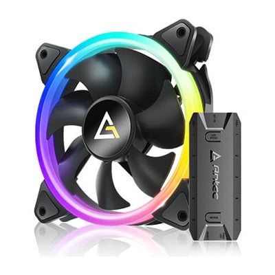 Antec Neon 120 ARGB PWM Case Fan, 3 Pack, Hydro Bearing, 800-1600 RPM, Black - PC Gear UK