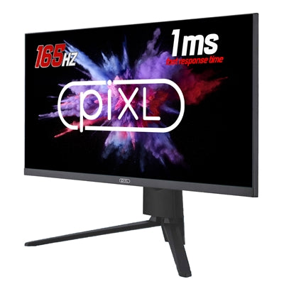 piXL CM27F10 27 Inch Frameless Gaming Monitor, Widescreen LCD Panel, Full HD 1920x1080, 1ms Response Time, 165Hz Refresh, Display Port / HDMI, 16.7 Million Colour Support, VESA Wall Mount, Black Finish - PC Gear UK