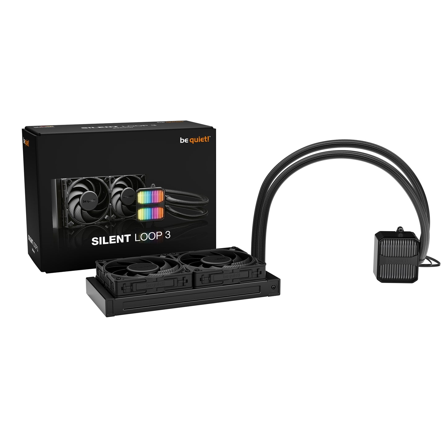 Be Quiet! Silent Loop 3 240mm ARGB Liquid CPU Cooler, 3-Chamber Pump, Large Fin Area, Silent Wings 4 PWM Fans, Black