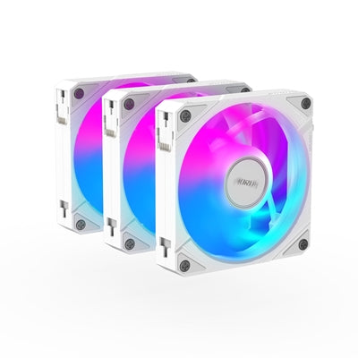 Gigabyte AORUS EZ Chain Fan 120 Ice 120mm ARGB Fans with Easy Daisy-Chain Setup 3-Pack White - PC Gear UK