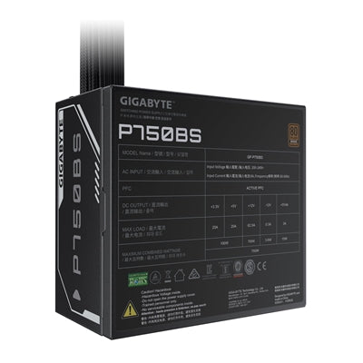 Gigabyte 750W 80+ Bronze Certified Power Supply, Silent 120mm FDB Fan, Soft-Textured Cables, Single +12V Rail, Advanced Protection, 3-Year Warranty