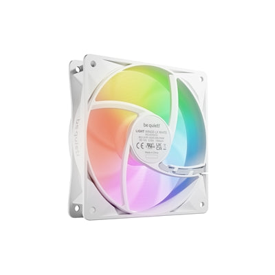 Be Quiet! (BL133) Light Wings LX 12cm PWM Reverse Blade ARGB Case Fan, Rifle Bearing, Impeller w/ 16 LEDs, Daisy-Chain, Up to 1500 RPM, White - PC Gear UK
