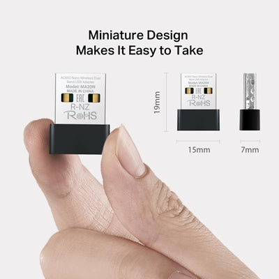 Mercusys (MA20N) AC650 Nano Wireless Dual Band USB Adapter, WPA3 Security - PC Gear UK