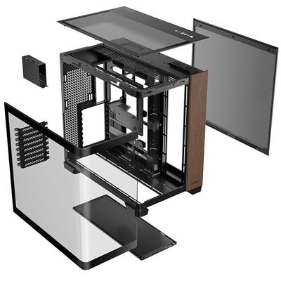 Antec, Antec Constellation C8 Curve Wood Full Tower Case, E-ATX/ATX/mATX/ITX, Curved Glass, Walnut Wood, Dual Chamber, Full Tower
