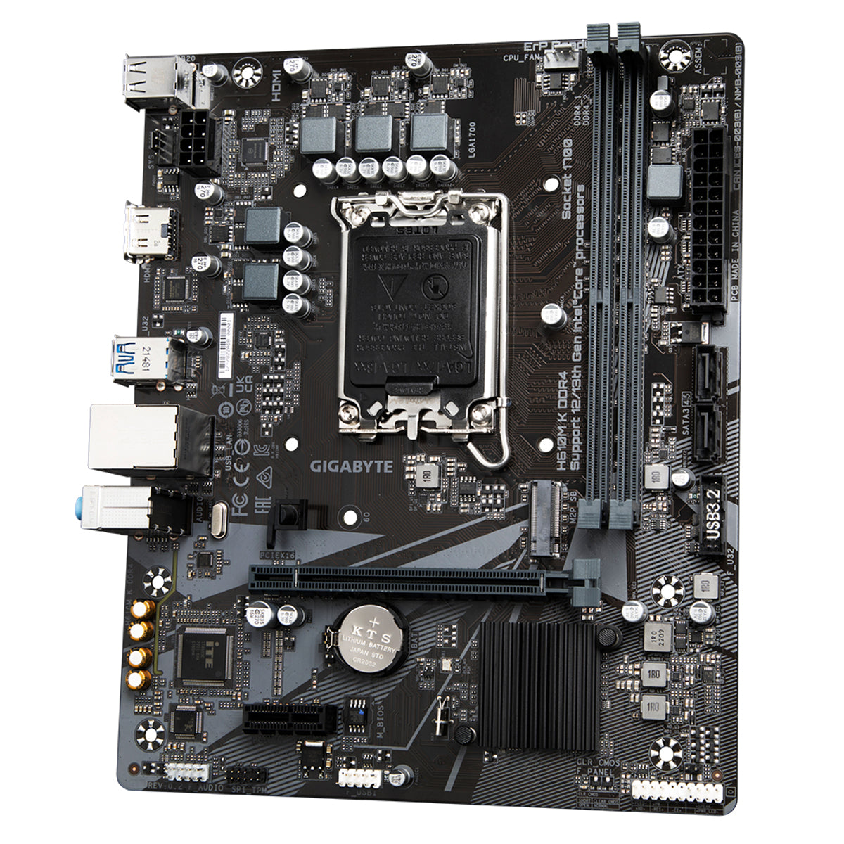 GIGABYTE H610M K DDR4 Motherboard - Supports Intel Core 14th Gen CPUs, up to 3200MHz DDR4, 1xPCIe 3.0 M.2, GbE LAN, USB 3.2 Gen 1, Intel, LGA 1700, Intel Celeron, Intel Core i3, Intel Core i7, Intel Core i9, Intel Pentium Gold, DDR4-SDRAM, 64 GB, DIMM