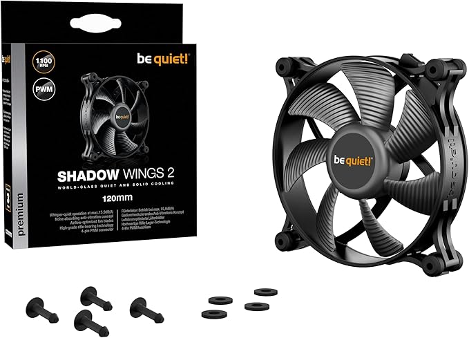 be quiet! Shadow Wings 2 120mm PWM Fan | BL085 | Ultra-Silent | High Airflow | Case Fan