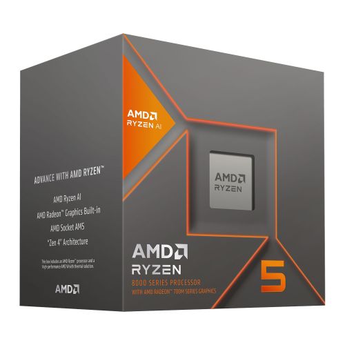 AMD Ryzen 5 8600G with Wraith Stealth Cooler, AM5, Up to 5.0GHz, 6-Core, 65W, 22MB Cache, 4nm, 8th Gen, Radeon Graphics - PC Gear UK