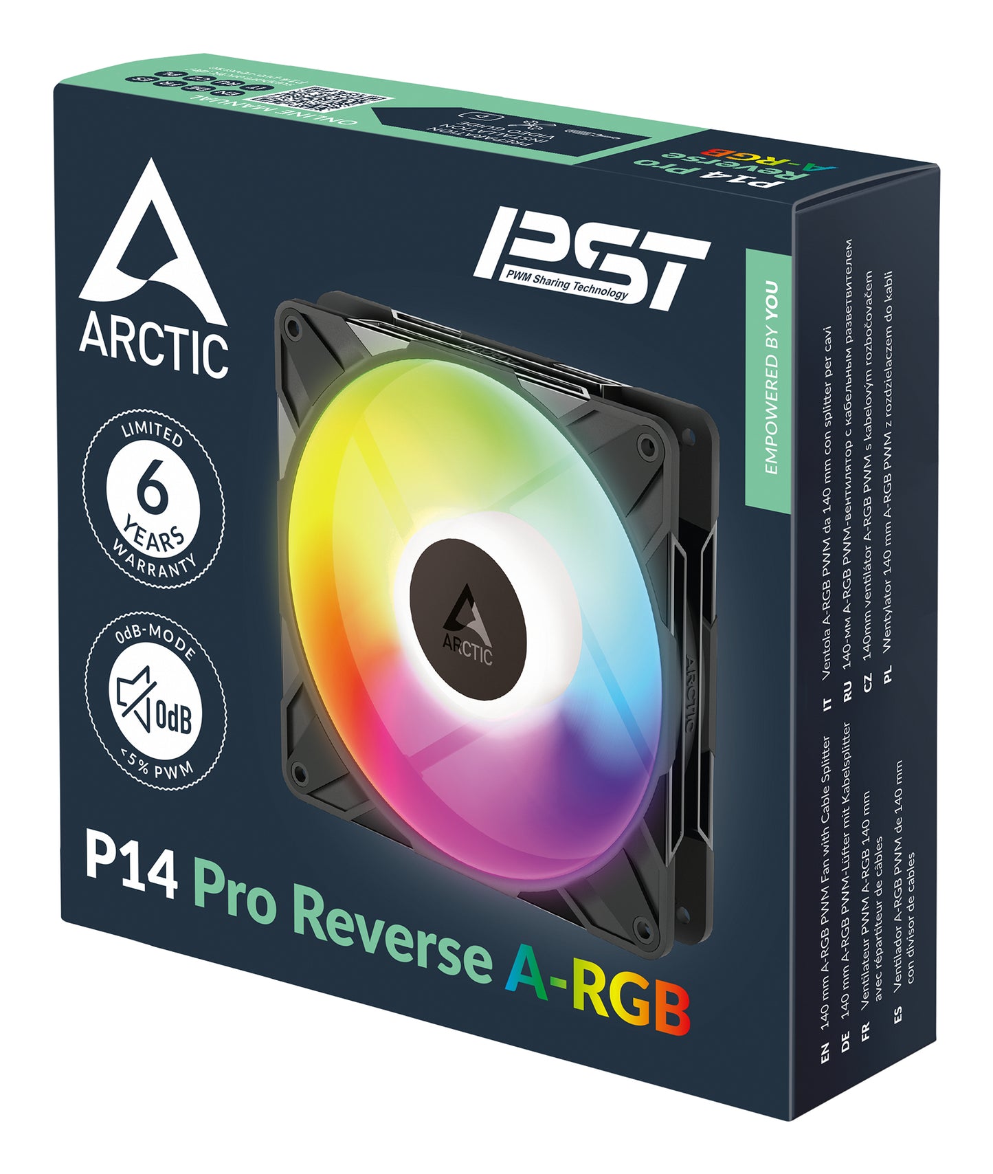 ARCTIC P14 Pro Reverse A-RGB 140mm PWM Fan with Cable Splitter Black