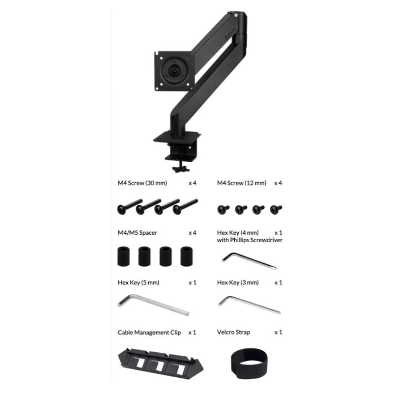Arctic X1-3D Single Gas Spring Monitor Arm, Up to 40" Monitors / 43" Ultrawide, 180° Swivel, 360° Rotation - PC Gear UK