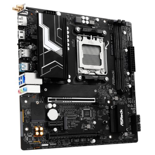 ASRock B850M-X WiFi AMD AM5 Socket Motherboard, Micro-ATX, 2x DDR5 Slots, 2x M.2 Sockets, 1x USB-C Port, 2.5GbE LAN, Wi-Fi 6E, 1x DisplayPort / 1x HDMI Port