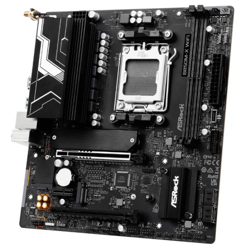 ASRock B850M-X WiFi AMD AM5 Socket Motherboard, Micro-ATX, 2x DDR5 Slots, 2x M.2 Sockets, 1x USB-C Port, 2.5GbE LAN, Wi-Fi 6E, 1x DisplayPort / 1x HDMI Port