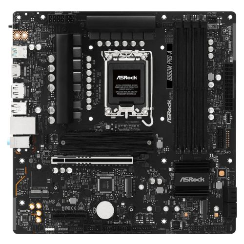 Asrock B860M PRO-A, Intel B860, 1851, Micro ATX, 4 DDR5, HDMI, DP, 2.5G LAN, 3x M.2 - PC Gear UK