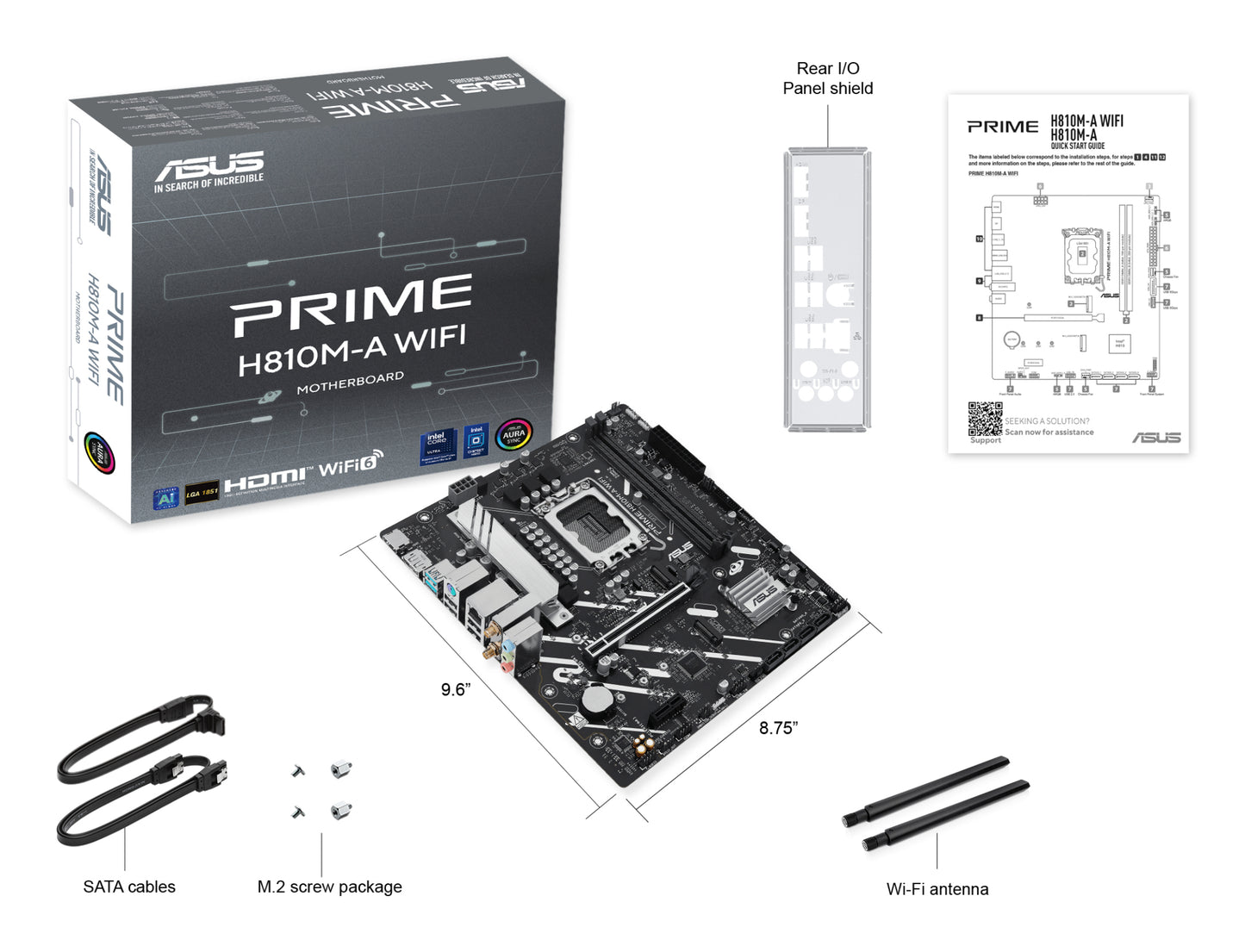 ASUS PRIME H810M-A WIFI, Intel H810, LGA 1851, micro ATX