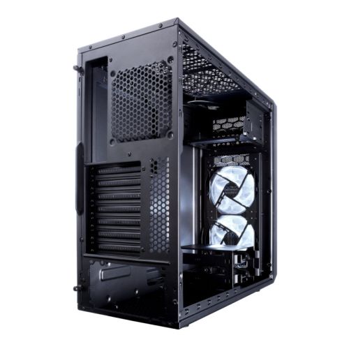Fractal Design Focus G (Black) Gaming Case w/ Clear Window, ATX, 2 White LED Fans, Kensington Bracket, Filtered Front, Top & Base Air Intakes - PC Gear UK