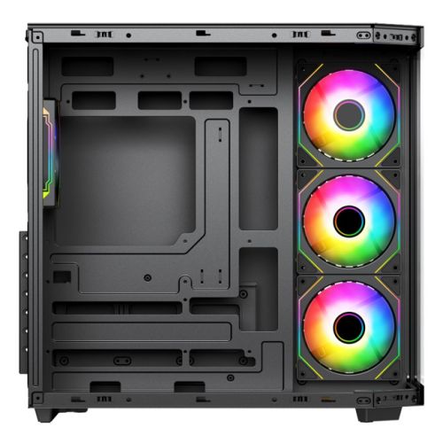 Vida Edge Black ARGB Gaming Cube Case w/ Glass Side, Front & Corner, ATX, 4x ARGB PWM Fans, 6-Port Fan Hub & Remote Control, Asus BTF Compatible